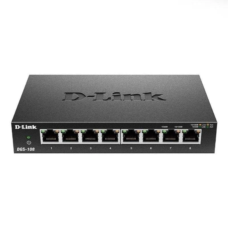 Switch D-Link DGS-108 8 Porte Gigabit Ethernet 10/100/1000 Mbps Nero