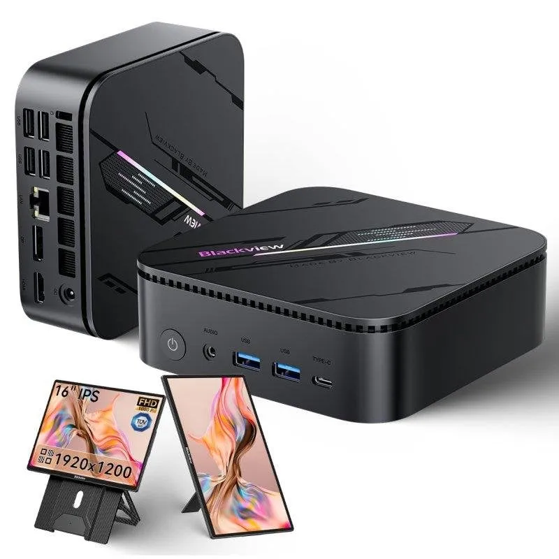 Mini PC Blackview MP100 Pro Intel Core i5-12450H 16GB 512GB SSD Windows 11 Pro + Schermo Portatile 16"