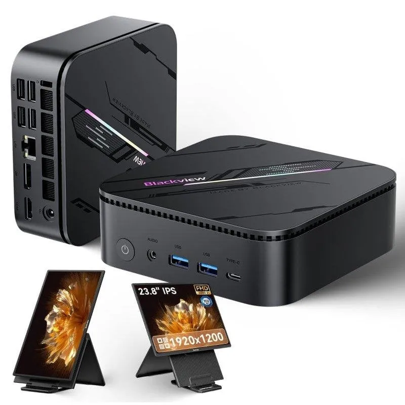 Mini PC Blackview MP100 Pro Intel Core i5-12450H 16GB 512GB SSD Windows 11 Pro + Schermo Portatile 23.8"