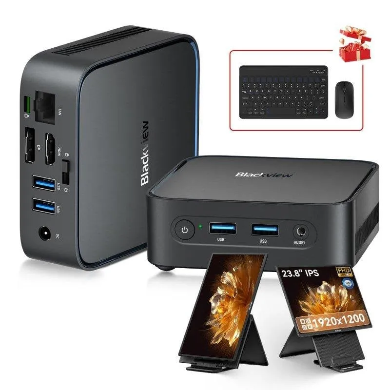 Mini PC Blackview MP50 AMD Ryzen 5 3500U 16GB 512GB SSD Vega 8 Windows 11 + Monitor Portatile 23.8"