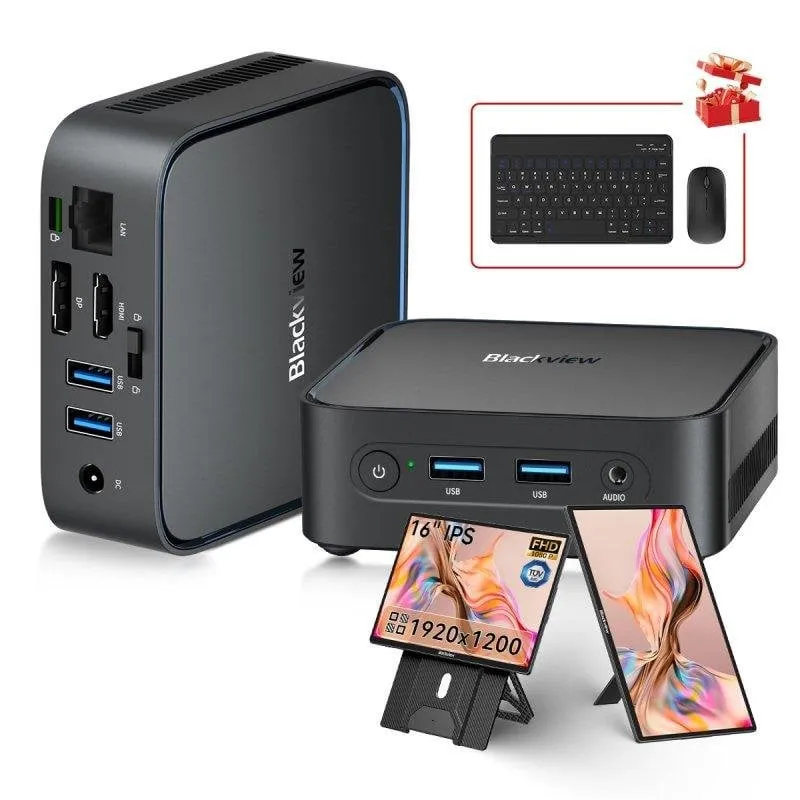 Mini PC Blackview MP50 AMD Ryzen 5 3500U 16GB 512GB SSD Radeon Vega 8 Windows 11 + Schermo Portatile 16"