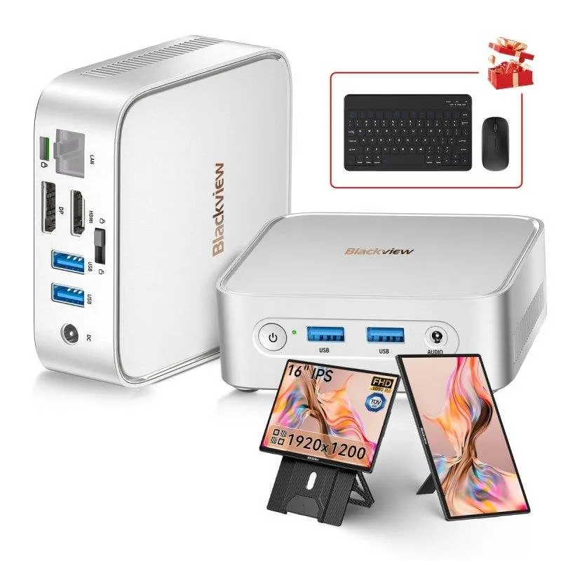 Mini PC Blackview MP50 AMD Ryzen 5 3500U 16GB 512GB SSD Vega 8 Windows 11 Schermo Portatile 16 pollici