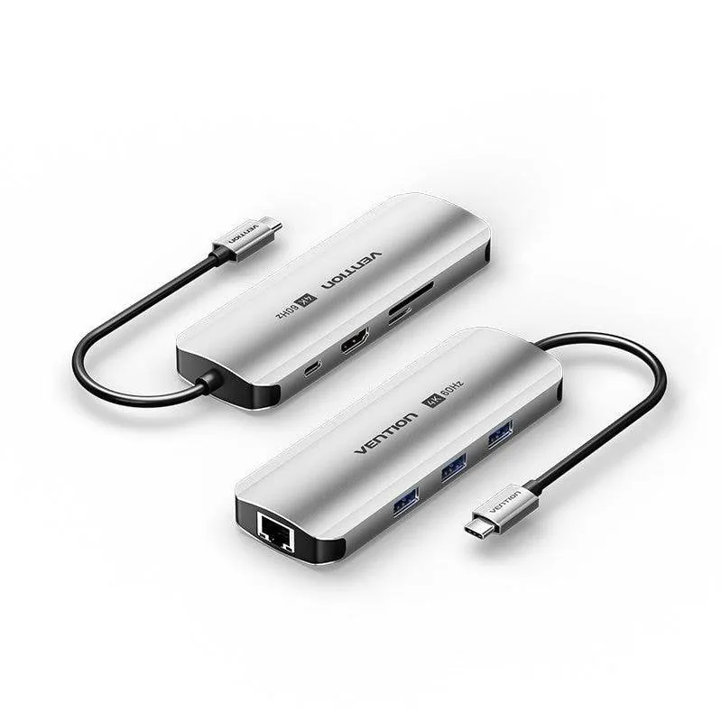 Hub USB-C Vention TQKHB 8 in 1 HDMI 4K USB 3.0 Ethernet Gigabit