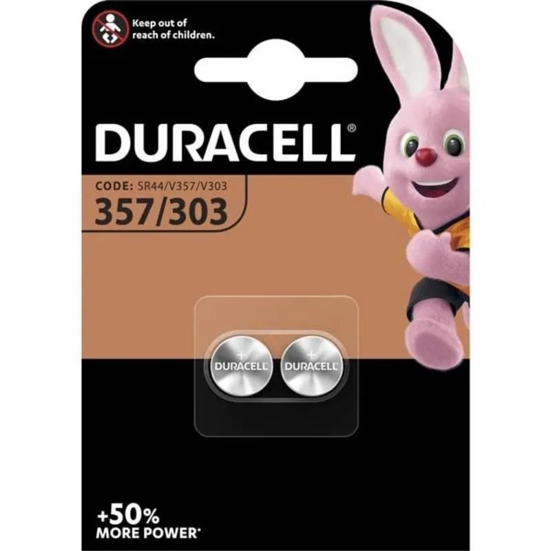 Pila a bottone Duracell 303/357 SR44 Ossido d'argento 1,5 V (2 pz)