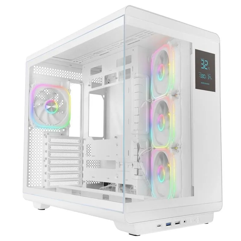 Case PC Mars Gaming MC-REVPROW ATX Display LCD 4,3" ARGB Bianco