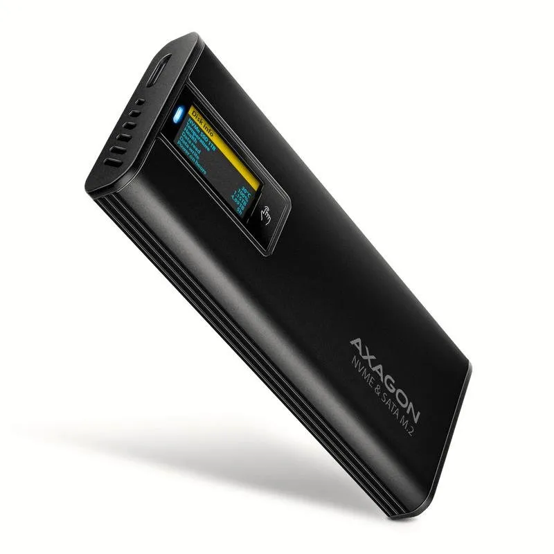 Case PC Axagon EEM2-SD2B M.2 Alluminio Nero USB-C 10 Gbps