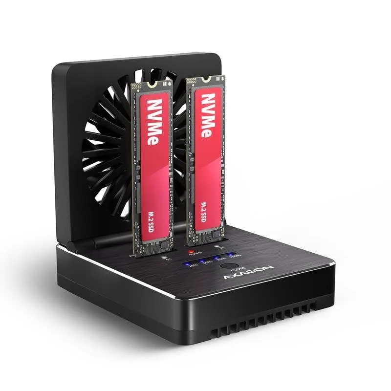 Box Axagon ADSA-M2C22 M.2 Alluminio Nero con Ventola USB 3.2