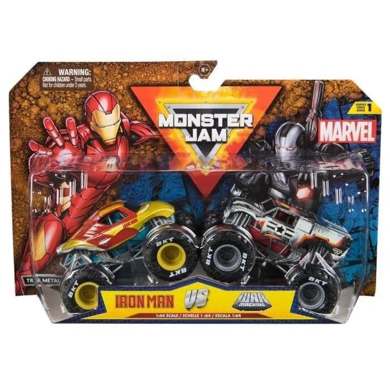 Monster Truck Monster Jam x Marvel 1:64 Pack 2 Camion Metallizzati