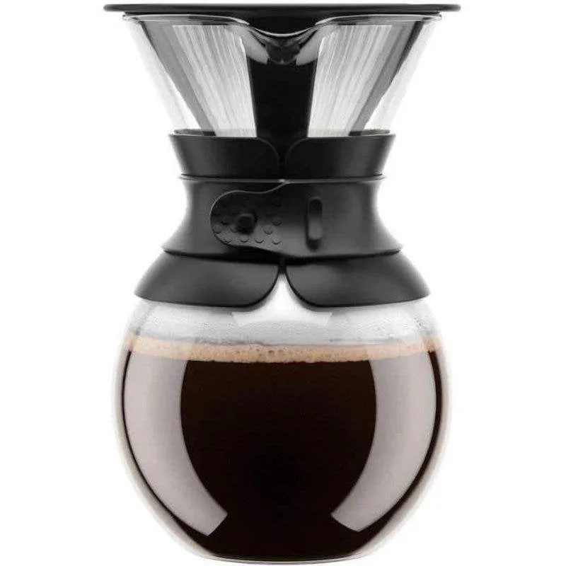 Caffettiera manuale Bodum Pour Over 1,0 L nera con filtro inox