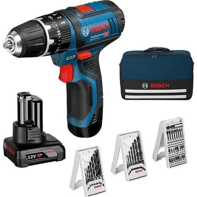 Avvitatore-trapano a percussione Bosch Professional GSB 12V-15 kit 2 batterie