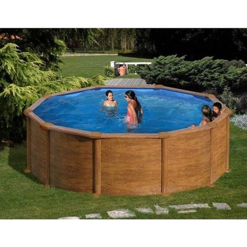 Piscina Smontabile GRE Mauritius Ø4,80 m Legno Filtro Sabbia Scala