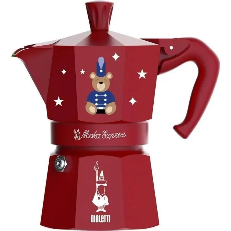 Caffettiera italiana Bialetti Moka Express 0,15 L 3 Tazze alluminio rossa