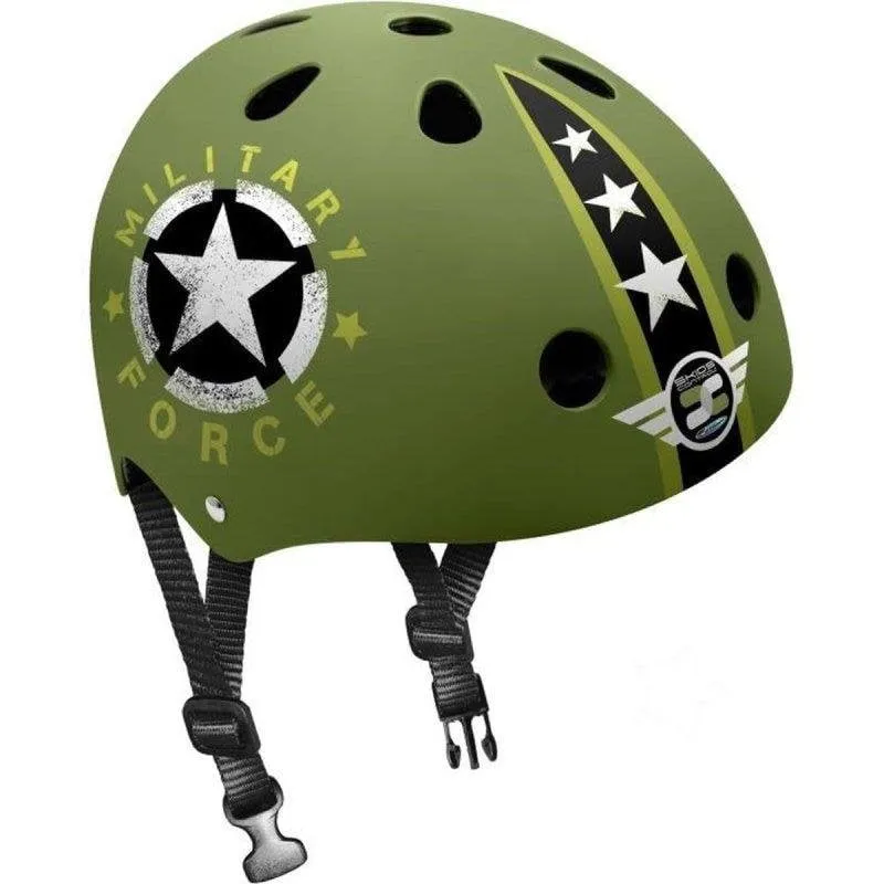Casco Skate Stamp Skids Control Military Star Verde ABS/EPS 53-57 cm