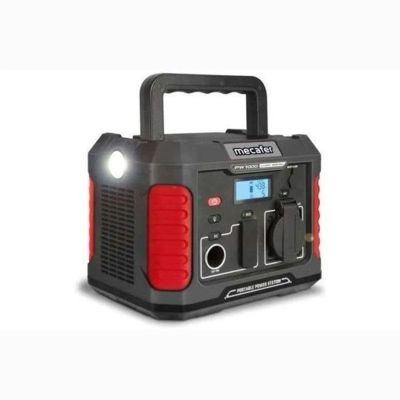 Stazione di energia MECAFER PW1000 204Wh 2 porte AC, USB, DC Batteria 12V 17Ah Compressore 12 Bar