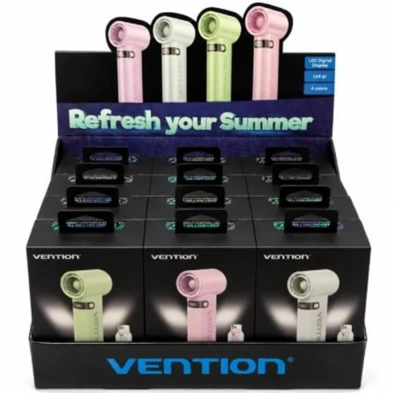 Mini Ventilatore Portatile Vention PBE 11,1Wh 17000RPM 100 Velocità USB-C Batteria 3000mAh LED