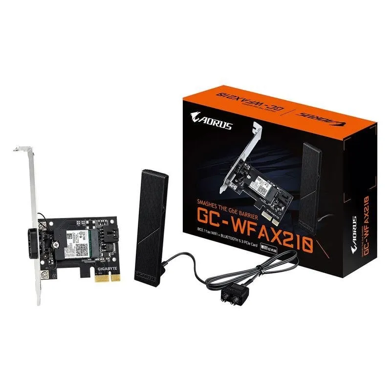 Scheda Rete Gigabyte GC-WFAX210 PCIe 4.0 Wi-Fi 6E 2400 Mbps Bluetooth 5.2