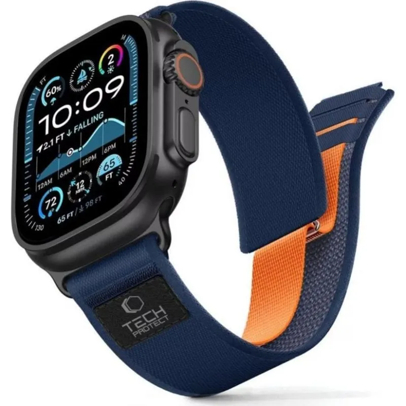 Cinturina Nylon Tech-Protect Elite Apple Watch SE 3/Ultra Blu Scuro Arancione