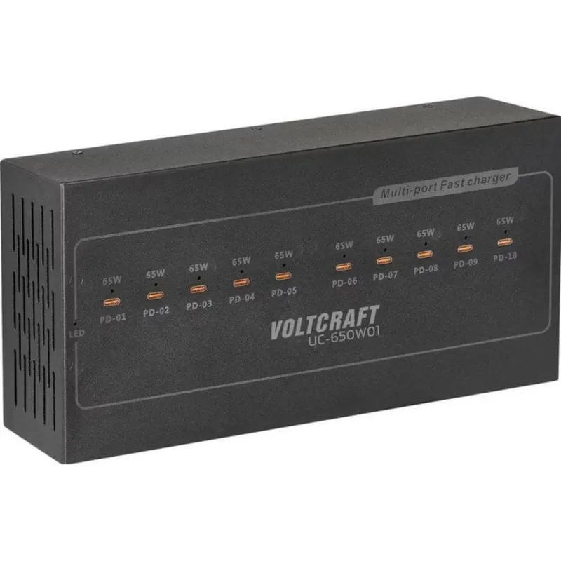 Stazione di Ricarica USB Voltcraft VC-17776010 10 Porte 650W Alluminio