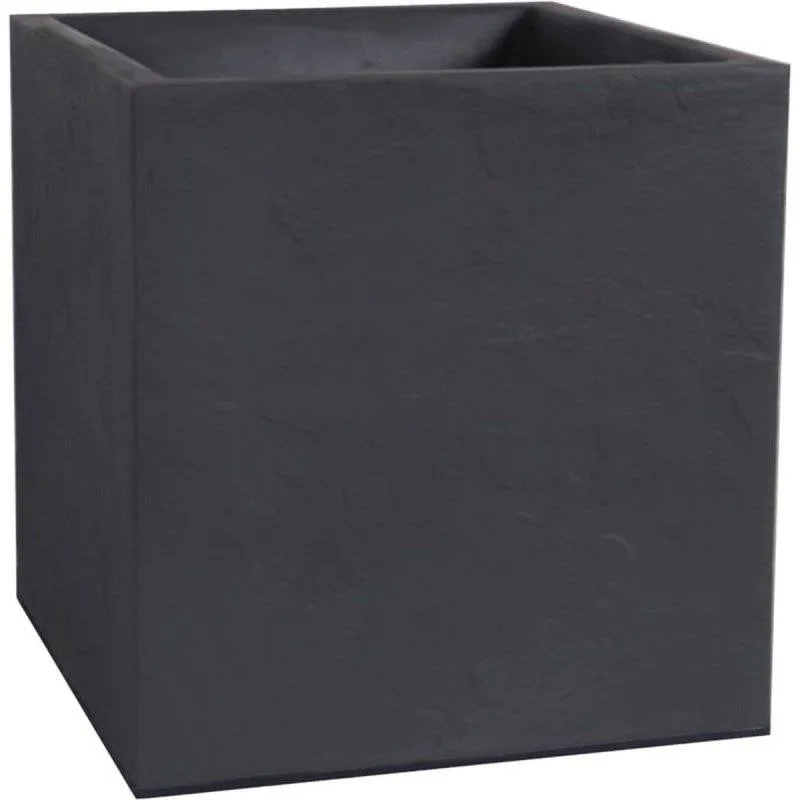 Vaso da Giardino Quadrato EDA Volcania Grigio Antracite Effetto Pietra 39,5x39,5x43,5 cm 31L