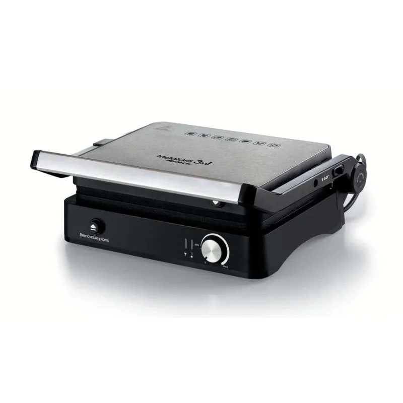 Griglia a Contatto Ariete 1934/00 2000W 2 Zone Acciaio Inox Nero