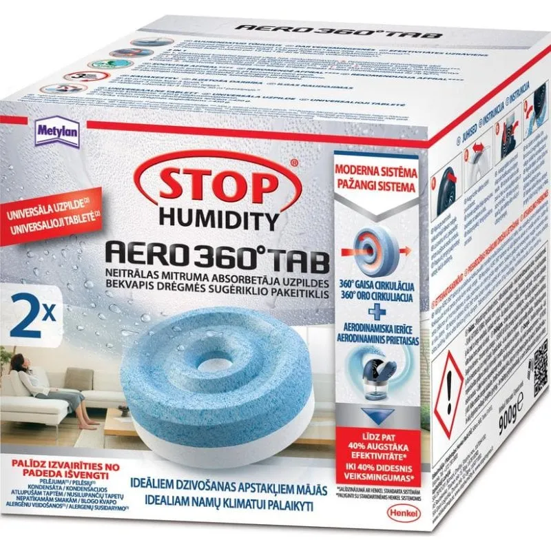 Ricarica deumidificatore Henkel Aero 360 2x450g pastiglie antiumidità