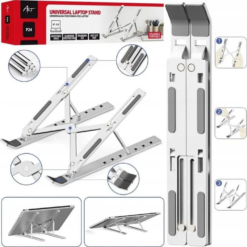 Supporto regolabile Art P24 in alluminio pieghevole per laptop