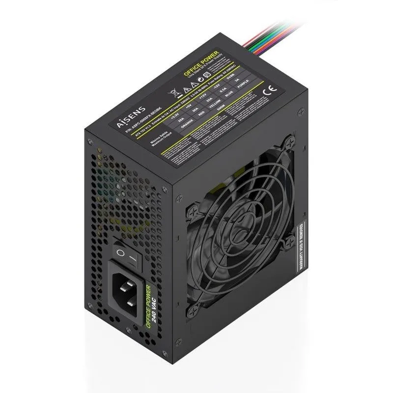 Fuente de Alimentación AISENS ASPC-500SFX-SEOBK 500W Certificazione CE RoHS con pulsante