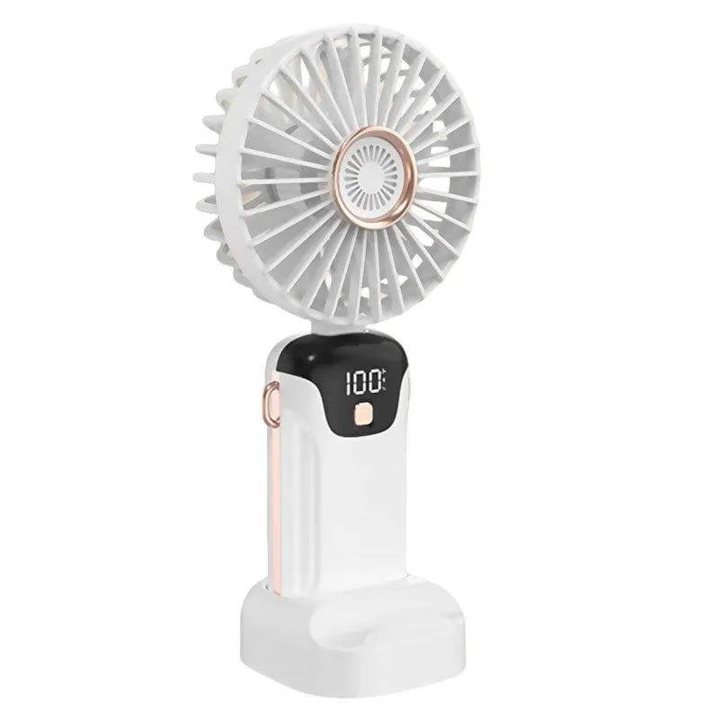 Mini Ventilatore Portatile Dam Electronics LED 2,5W 5 Velocità Oscillazione 90° Aromaterapia Batteria Ricaricabile Bianco