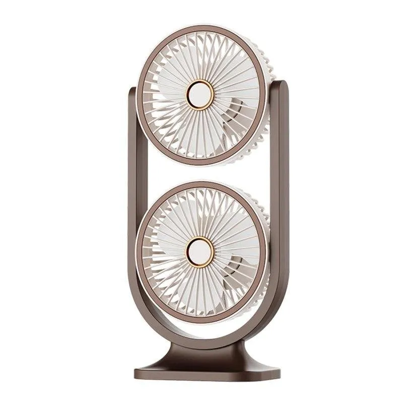 Ventilatore da Tavolo Doppio Dam Electronics 5 Velocità 3 Intensità Luce 14x9x30cm Beige