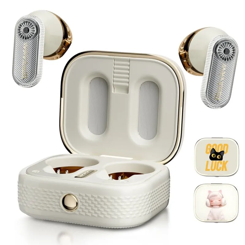 Auricolari Blackview Airbuds K2 wireless Bluetooth 6.0 per bambini, design animale, bianco oro