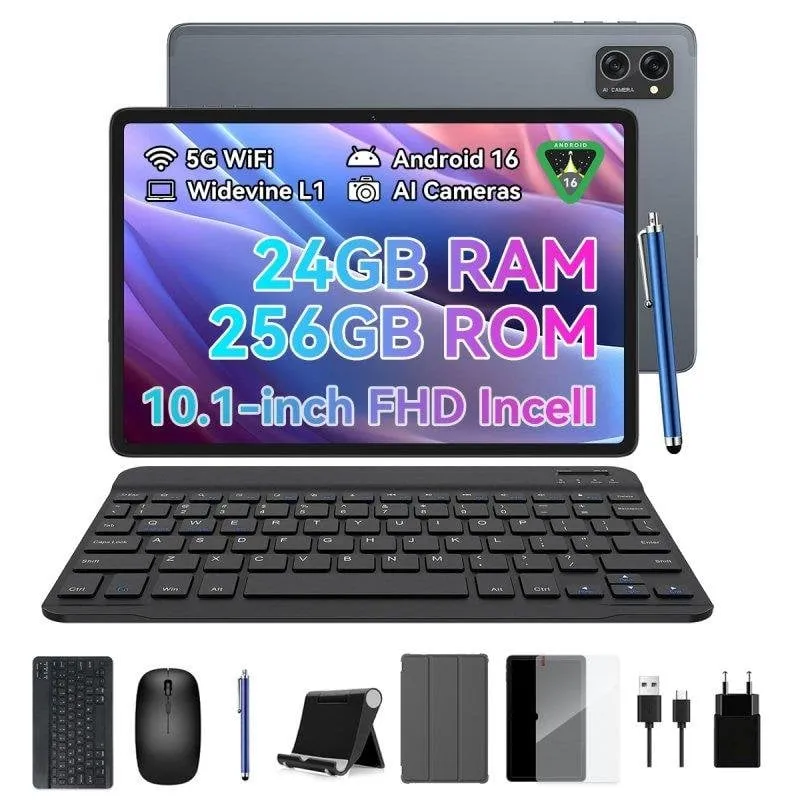 Tablet ExcitPower T20 WiFi 10,1" Blu 8GB 256GB con Stylus Pen e Tastiera, Display IPS