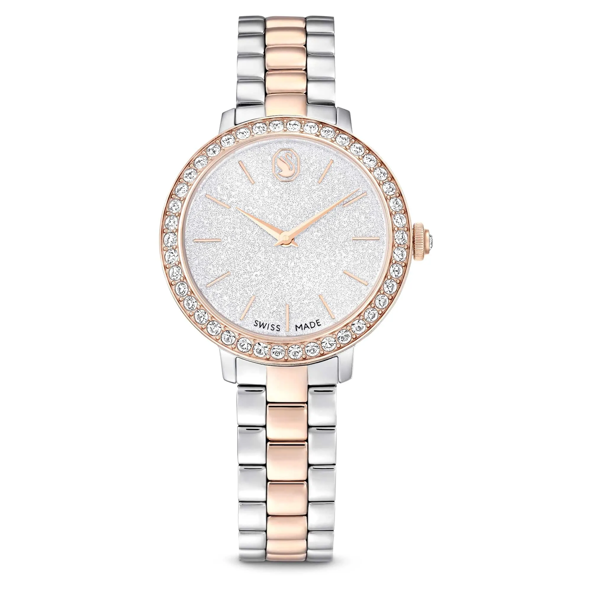 Swarovski Matrix 3-Link Orologio, con Cristalli, Swiss Made, Meccanismo al Quarzo, Impermeabile Fino a 50 m, Placcatura in Tono Oro Rosa, 30 x 30 mm, 7 mm, 12,5-19 cm, 1,2 cm