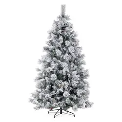 Albero Natale addobbato FORAKER Verde innevato (PVC e PE - H180 D104 cm) 0973347