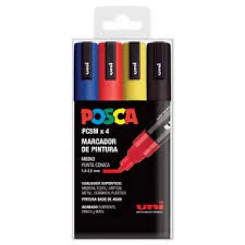 Set di 4 pennarelli Uni-Ball Posca PC-5M 1,8-2,5 mm colori base