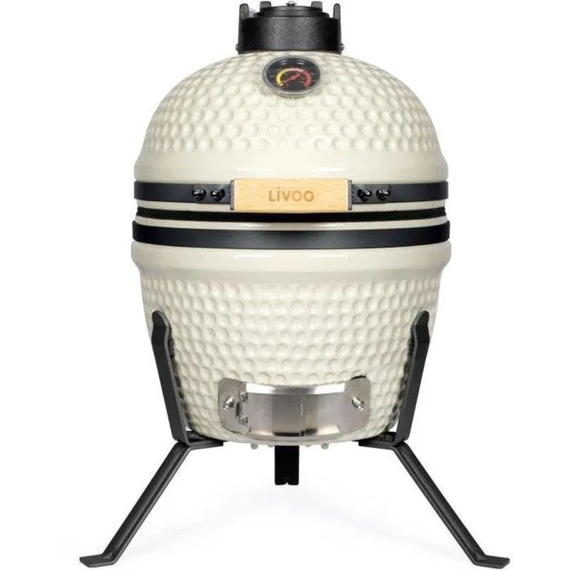Barbecue Kamado Livoo Doc330 27cm Termometro Integrato Beige/Nero