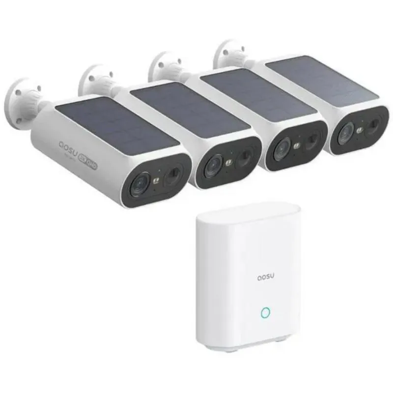 Videocamere di sorveglianza AOSU C8E-4H 2K Visione Notturna Esterna Pannello Solare Allarme Audio Bidirezionale