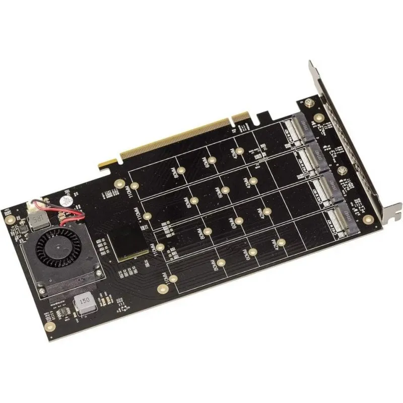 Controller PCIe x16 interno Kalea-informatique per 4 SSD M.2 NVMe con ventola