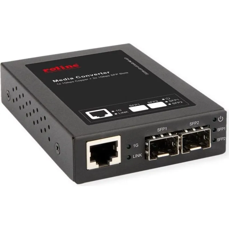 Convertitore Gigabit Roline con 2 slot Mini-GBIC e RJ45