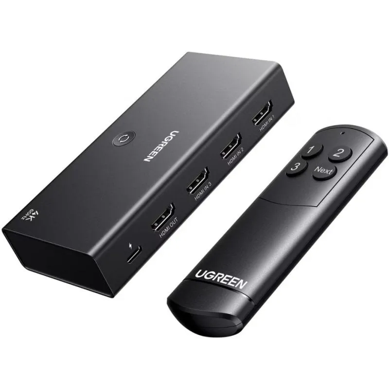 Commutatore HDMI Ugreen 3 in 1 4K@60Hz con Telecomando