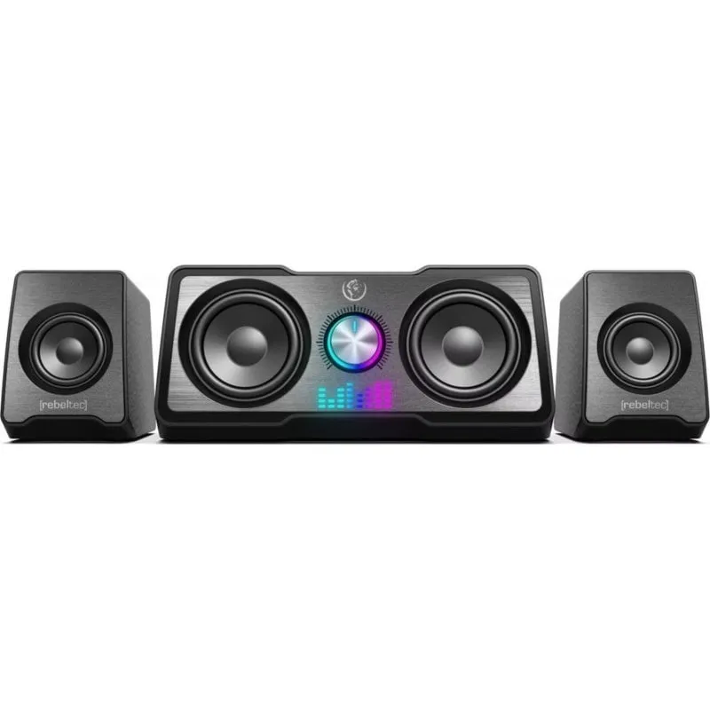 Altoparlanti Rebeltec Multimedia 2.1 USB 22W con subwoofer potente e LED RGB