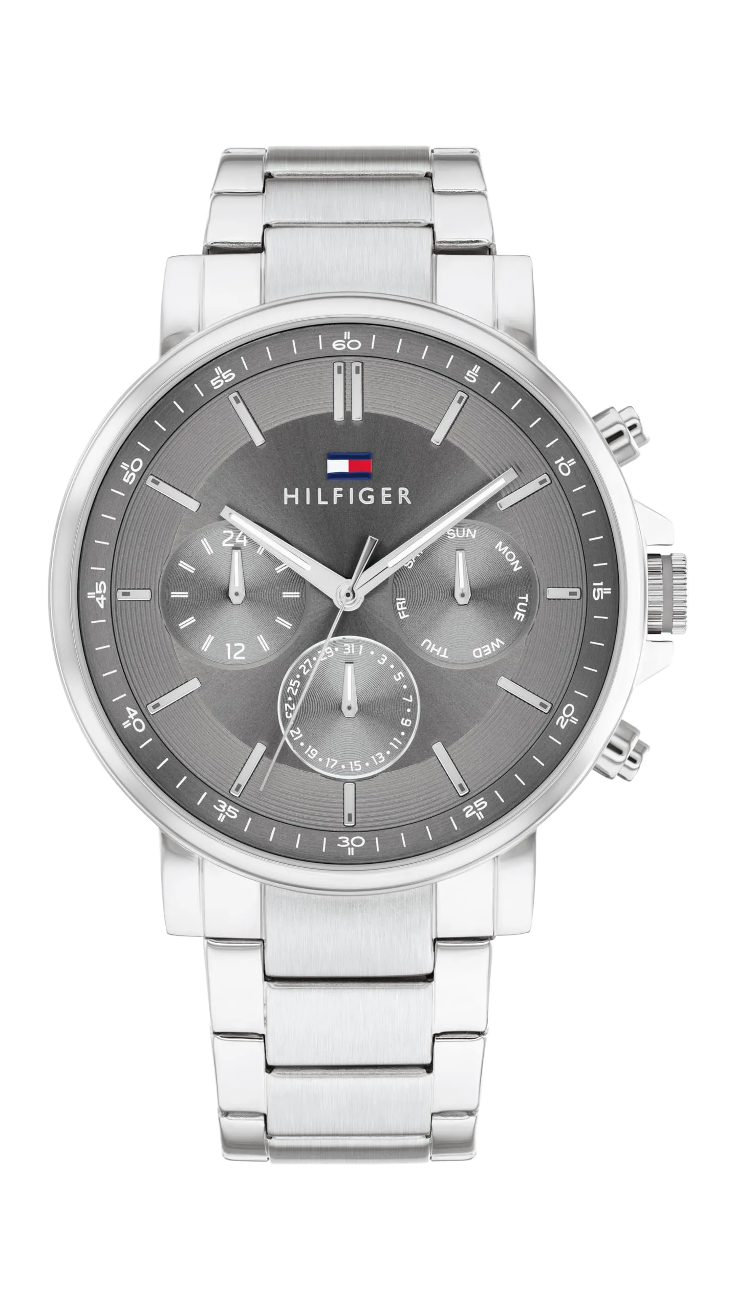 Tommy Hilfiger Orologio Analogico Multifunzione al Quarzo da Uomo con Cinturino in Acciaio Inossidabile Argentato - 1710604