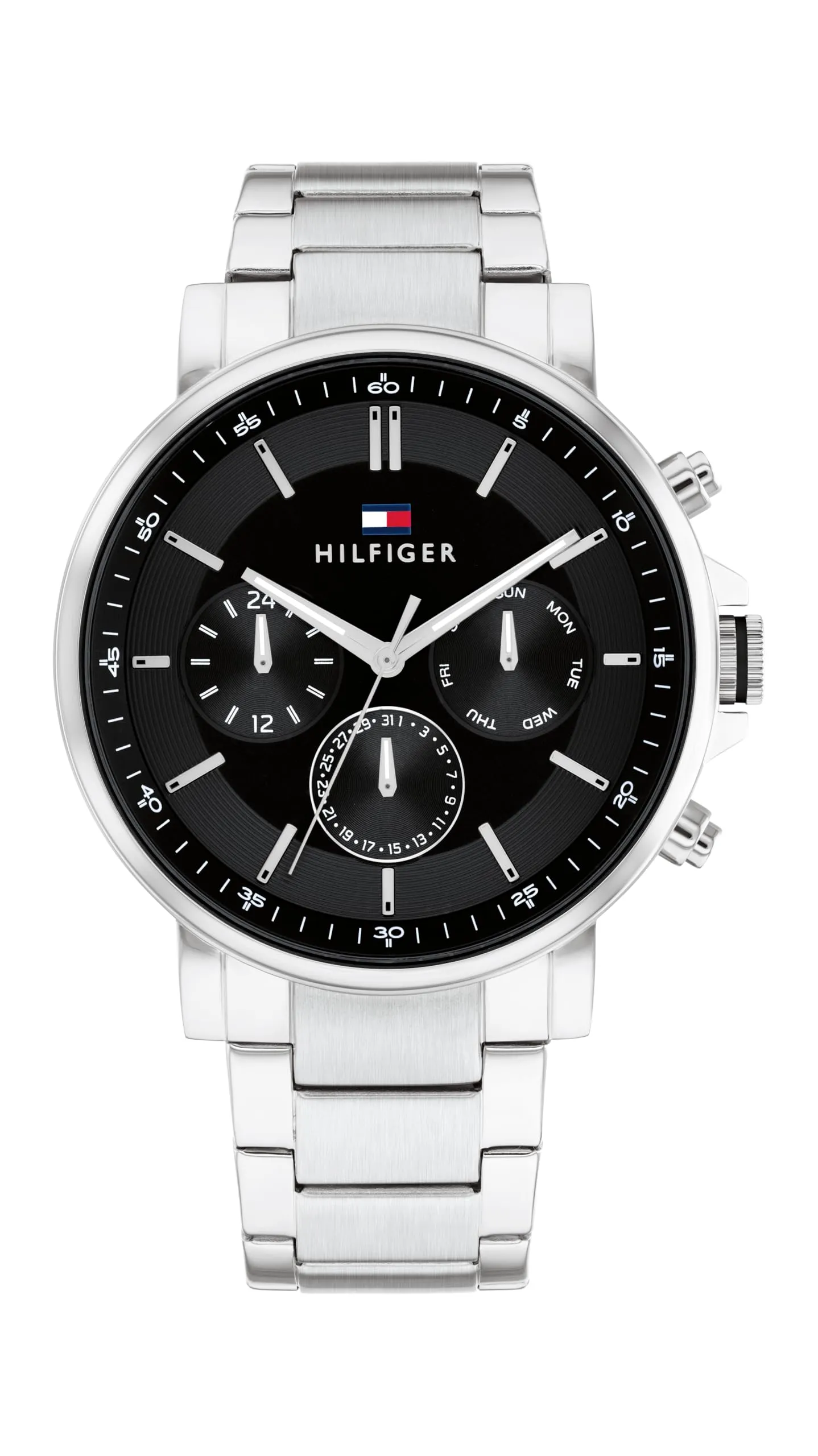 Tommy Hilfiger Orologio Analogico Multifunzione al Quarzo da Uomo con Cinturino in Acciaio Inossidabile Argentato - 1710667