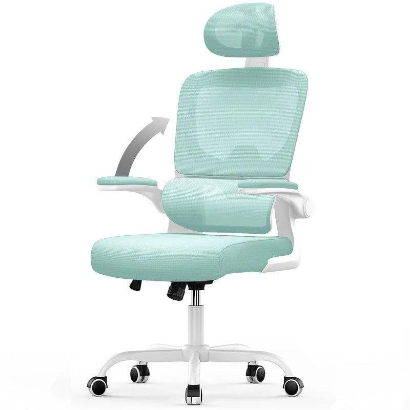 Sedia da ufficio Naspaluro ergonomica verde braccioli pieghevoli supporto lombare