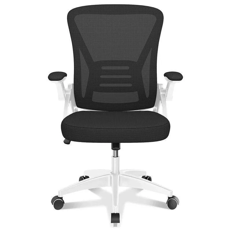 Sedia da Ufficio Naspaluro Ergonomica Regolabile con Ruote Nero e Bianco