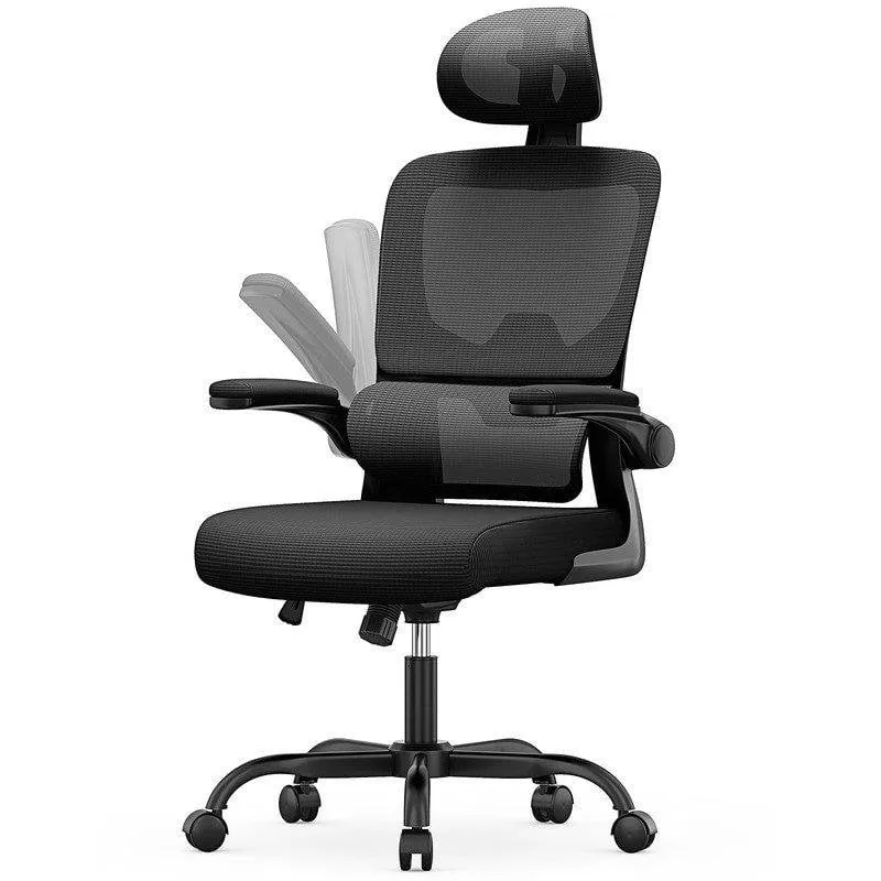 Sedia da ufficio ergonomica Naspaluro con braccioli ripiegabili e supporto lombare