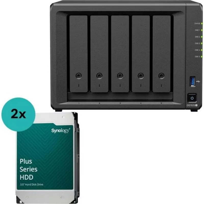 Disco rigido interno NAS Synology 32TB 5 bay 3,5" DS1525+ Hot Swap
