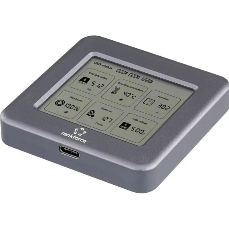 Box SSD Renkforce M.2 NVMe Alluminio Grigio con Display LCD Integrato