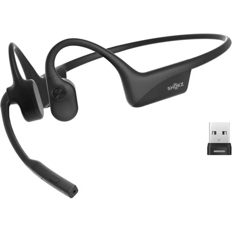 Auricolari Shokz OpenComm2 UC wireless Bluetooth con cancellazione rumore, microfono nero