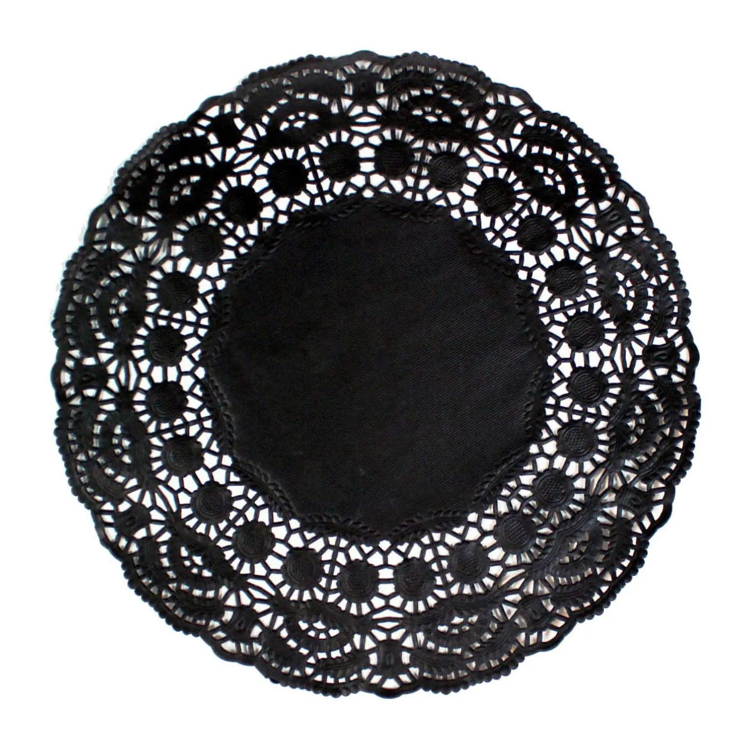García de Pou 250 Unità - Pizzo rotondo traforato 40 g/m2, 19 cm, nero carta