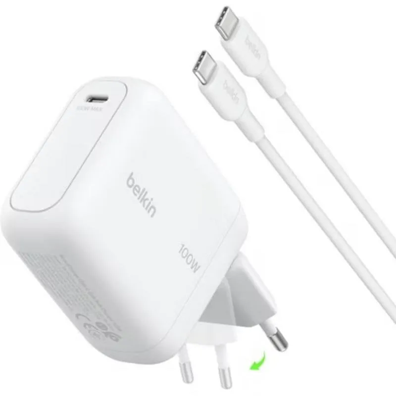 Caricatore Belkin WCH025KQ1.5WHB6 GaN 100W USB-C cavo 1,5 m bianco